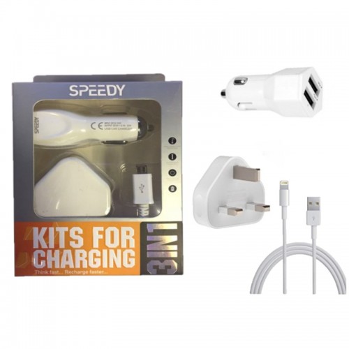 SPEEDY 3IN1 CHARGING KIT WITH IPHONE CABLE