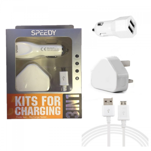 SPEEDY 3IN1 CHARGING KIT WITH MICRO USB